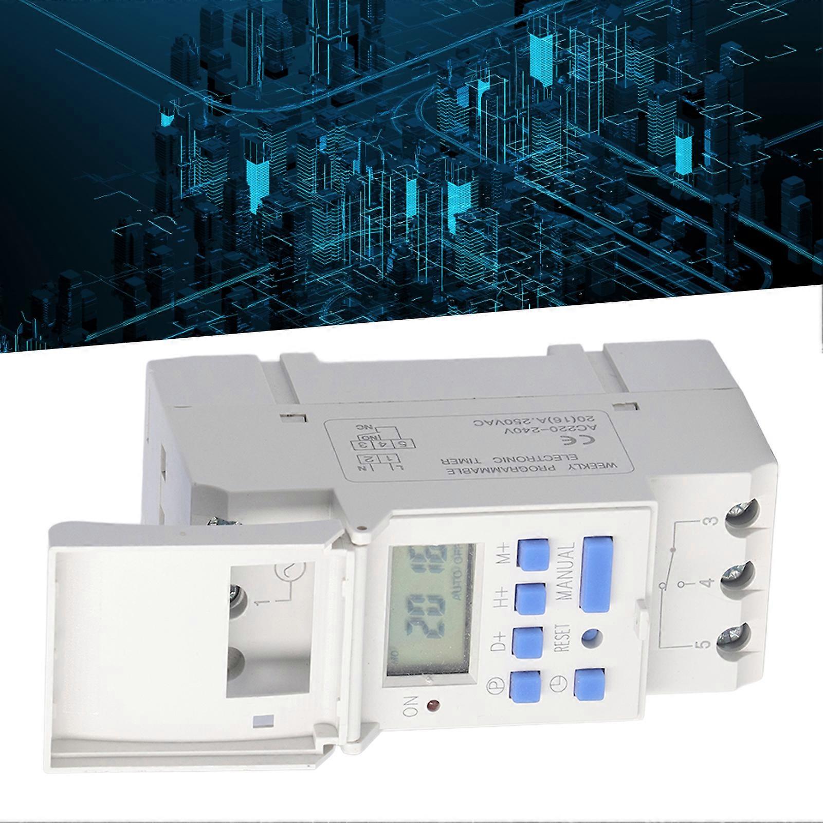 Rail Timer Digital LCD Weekly DIN Time Relay Control Switch Industrial AC220V‑240V AHC15A 