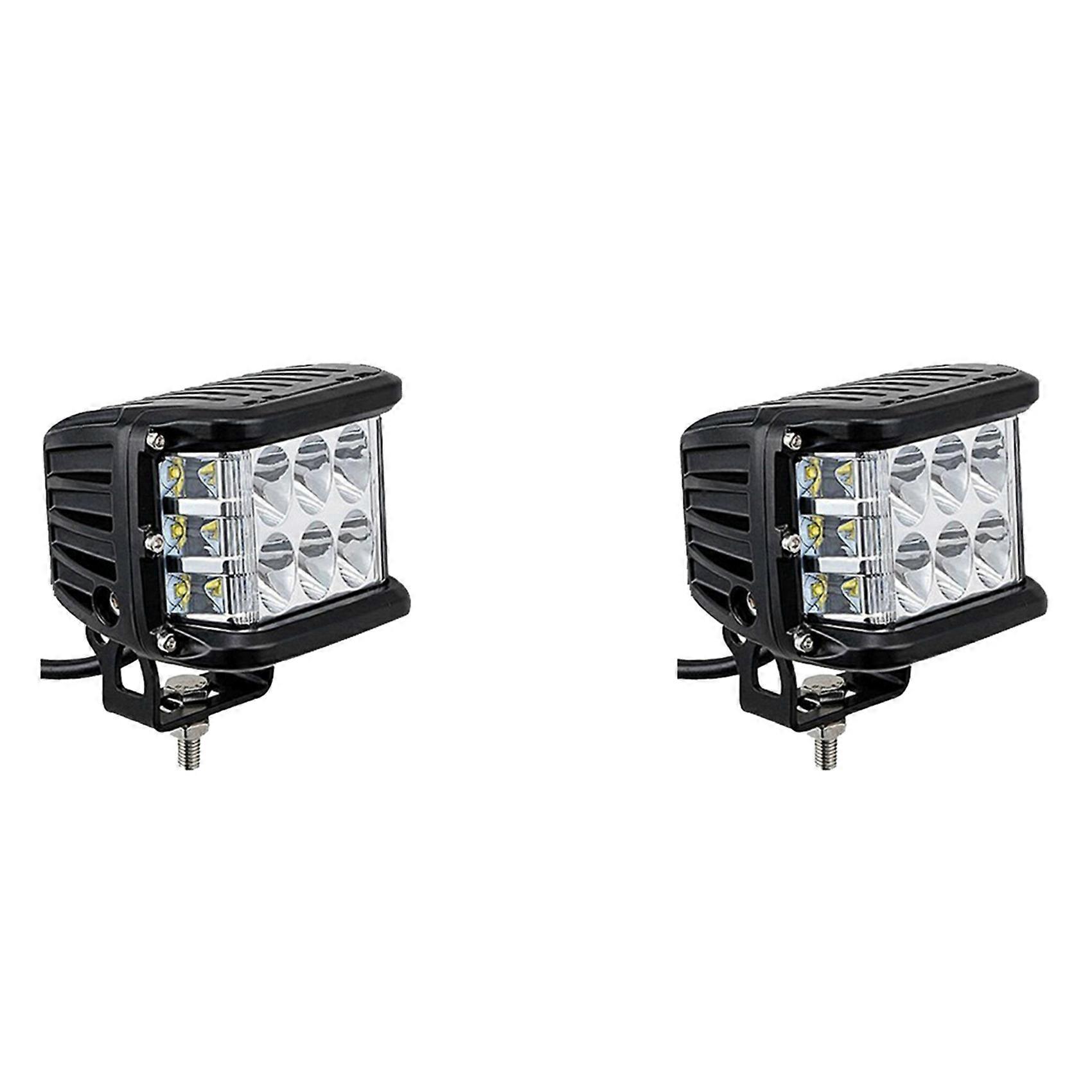2X Auto Triple Side Lighted Work Light Dome Light Burst Flashing Light Headlight Spotlight Strobe Light B