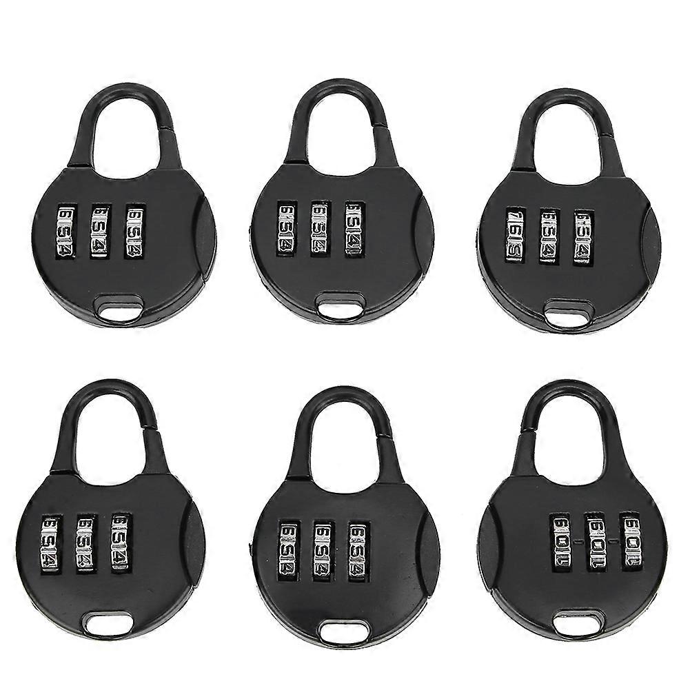 6pcs Portable 3 Digit Password Padlock Anti Theft Lock for Backpack Stationery