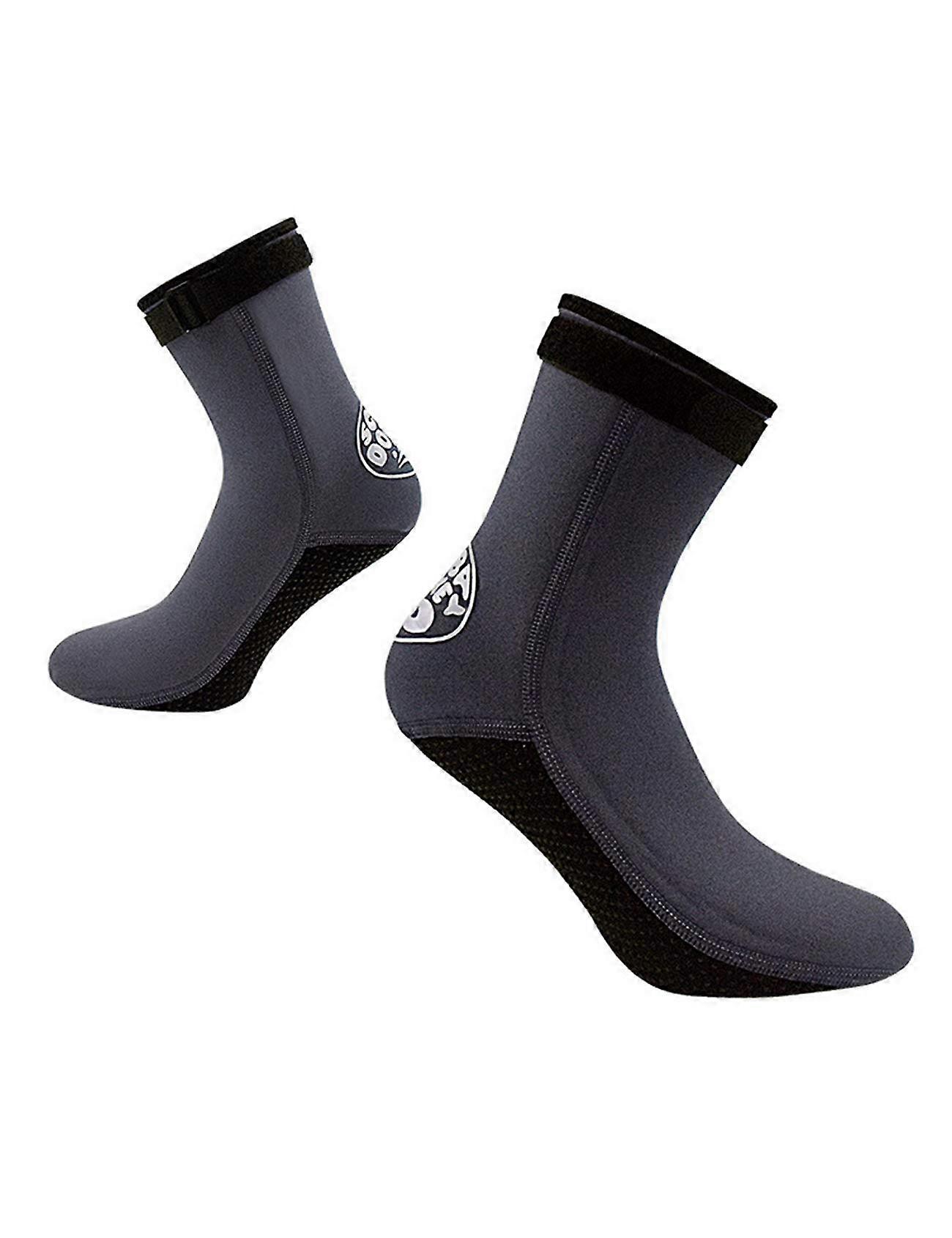 Men's Quick Drying Lightweight NonSlip Thickened Swimming Socks Diving Socks Water Fin Socks Grey