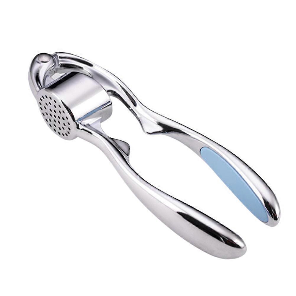 Blue Zinc Alloy Garlic Press with Arc Design for Kitchen Use Easy to Clean and Handle 7 inch