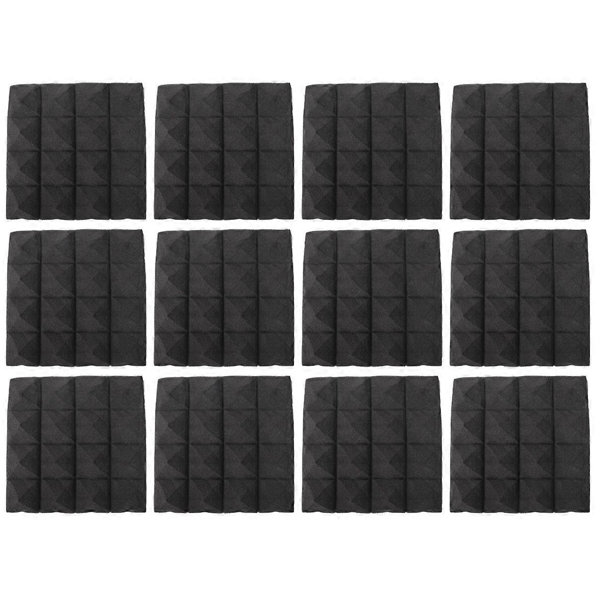 24 Pcs Charcoal Acoustic Foam Tiles Soundproofing Foam Panels Studio Sound Padding 2 x 10 x 10 Inch(