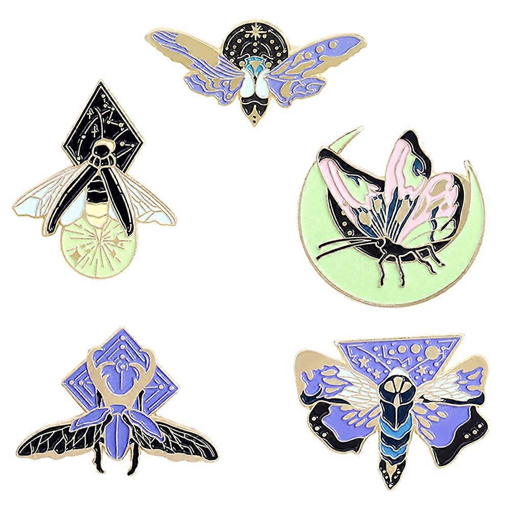 Luminous Brooch Fine Craftsmanship Style Alloy Material Assorted Color 5Pcs