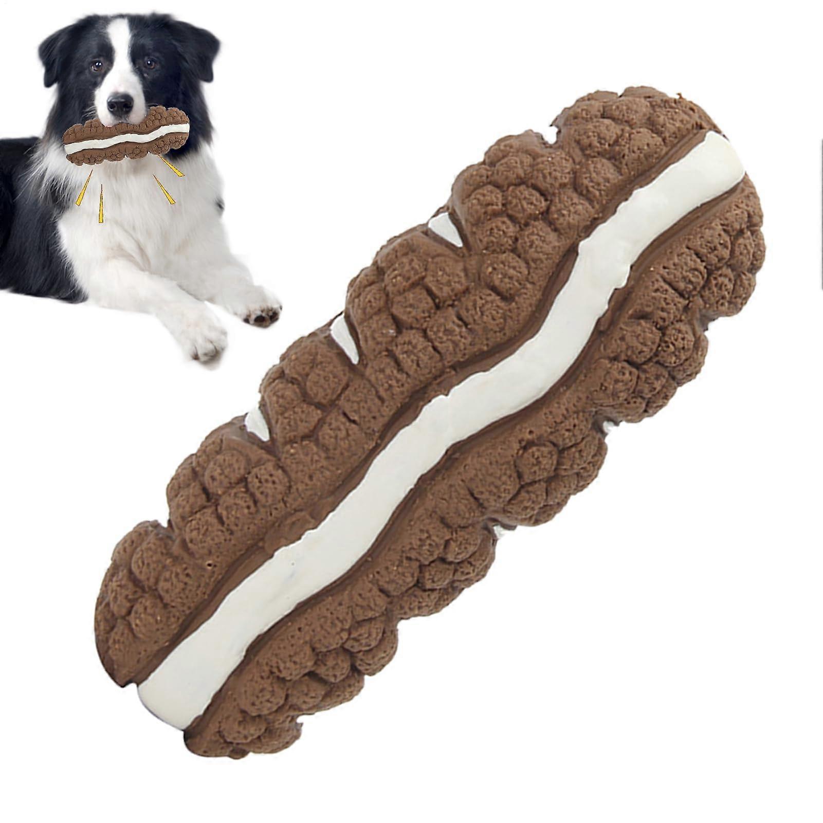 Dog Squeaky Toy - Durable Chew Toy with Squeaker for All Breeds | Teeth Cleaning Fun and Sound Effect, Brown Color