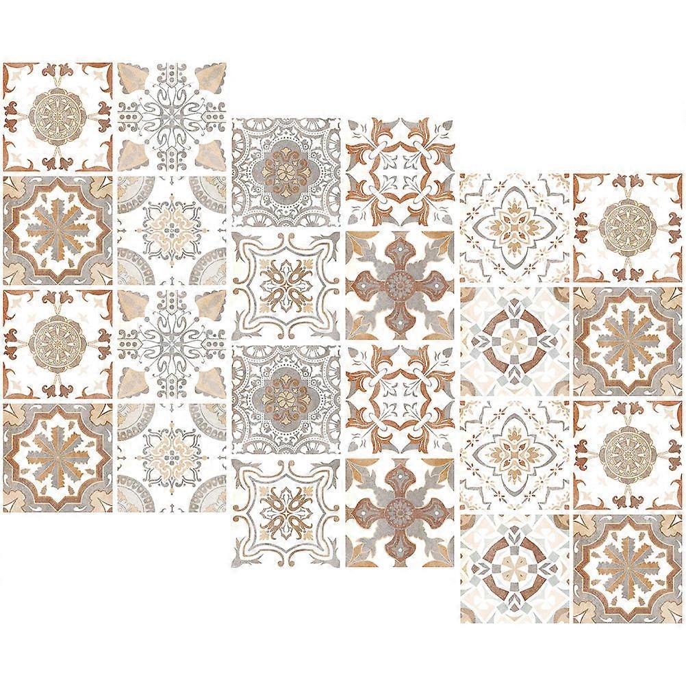 Home Decorative Wall Sticker Imitation Porcelain Stickers Living Room 24Pcs Retro Style