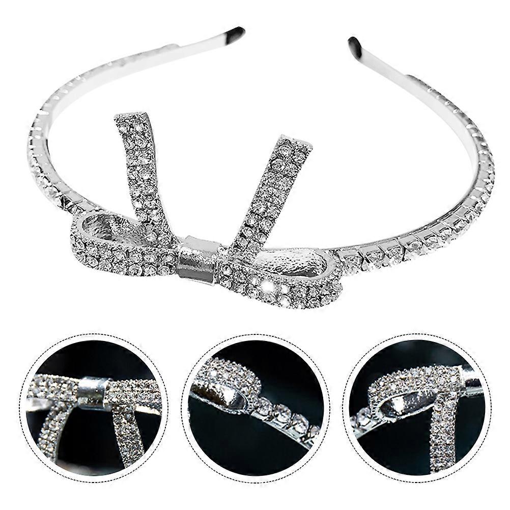 Rhinestone Hair Band for Women Elegant Alloy Silver Decorative Headband for Wedding and Parties