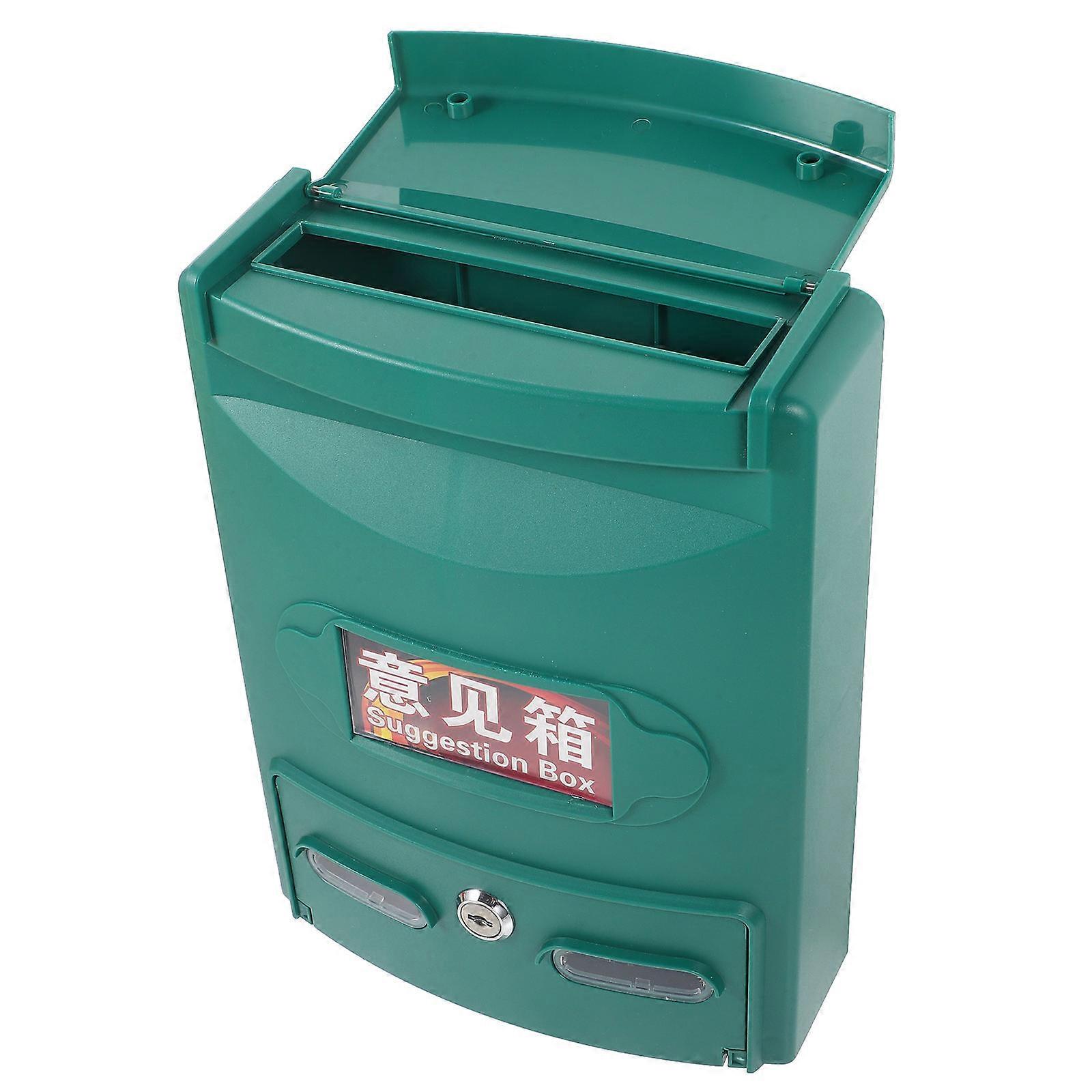 Suggestion Box with Lock Green Plastic Space-Saving Design Mail Case for Jewelry Use