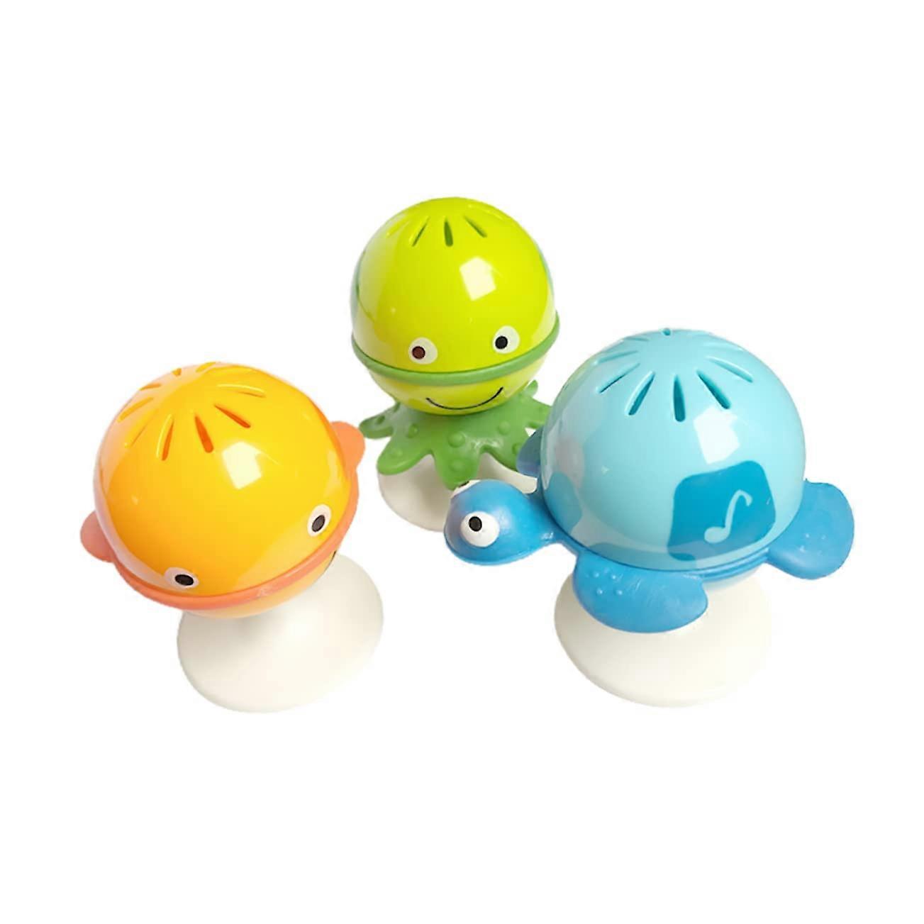 Ocean Series Feeding Rattles with Suction Cups for Toddlers Assorted Colours Pack of 3