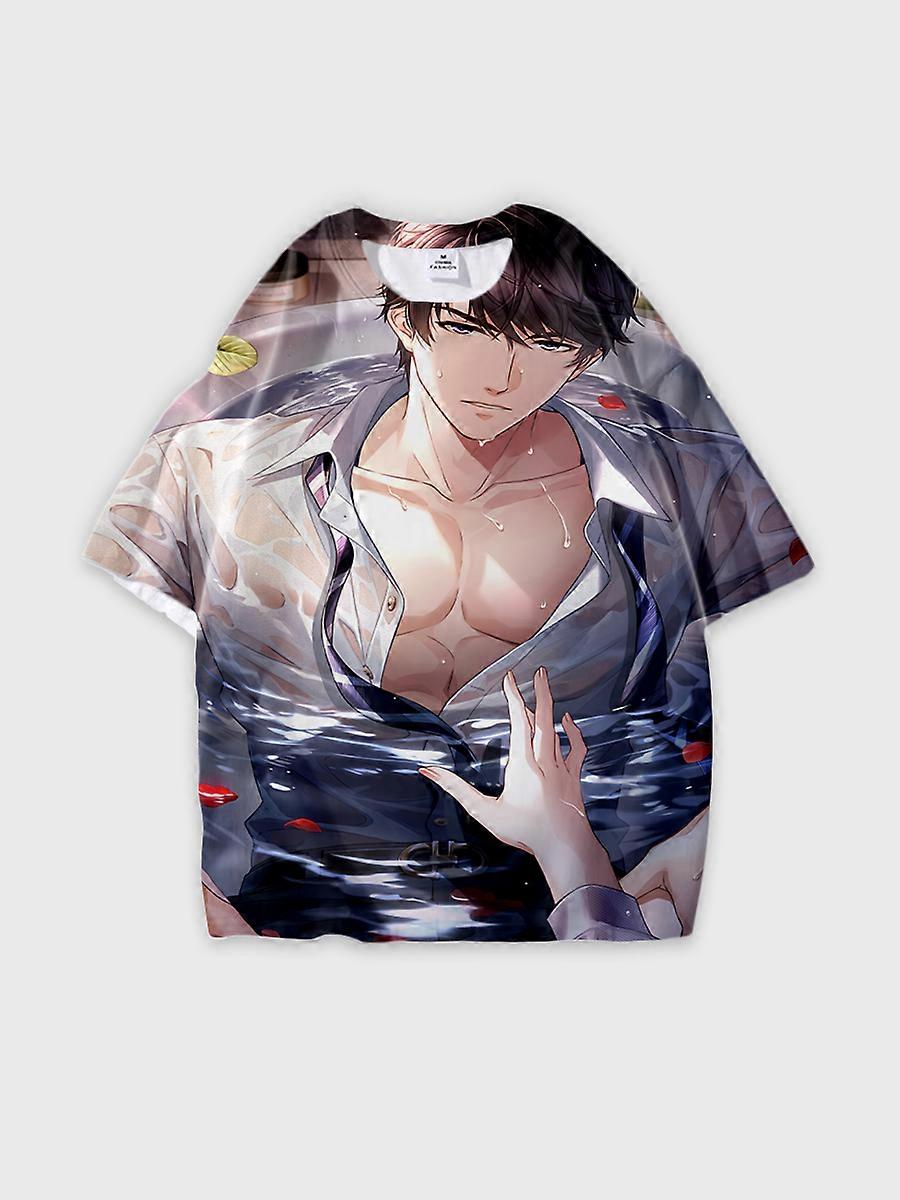 T-shirt round neck Role Pattern loose short sleeve E1081