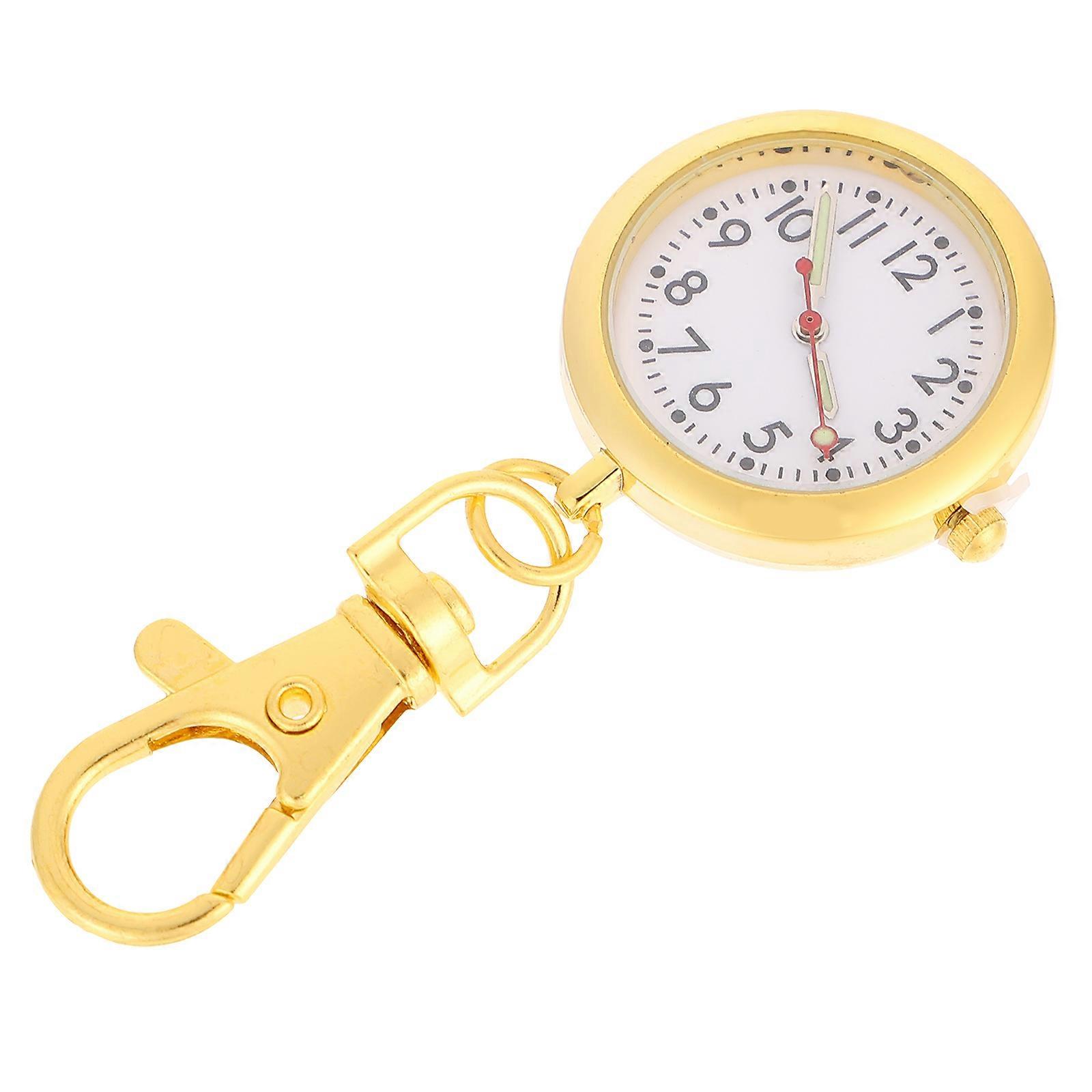 Nurses Watch Alloy Hanging Style Keychain Function For People Inconvenient To Wear Wrist Watch 1Pcs Golden