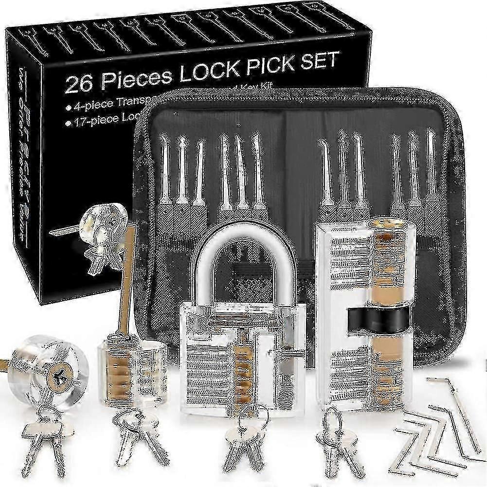 Lock Picking Kit, 25-piece Lock Picking Kit, Practice Tools With 3 Clear Locks