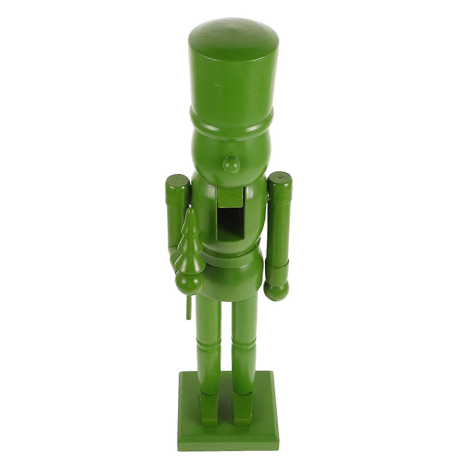 Wooden Nutcracker for Decoration Green Color Christmas Supplies Reusable Multiuse Cute Appearance 7.5 Inches
