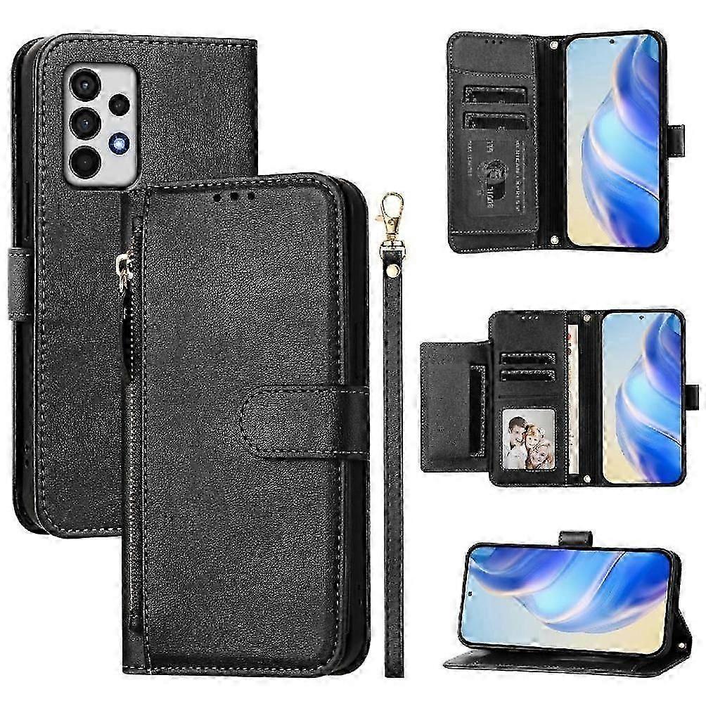 Samsung Galaxy A52s 5g Kart Tutucu Pu Deri Manyetik Fermuar için Flip Case