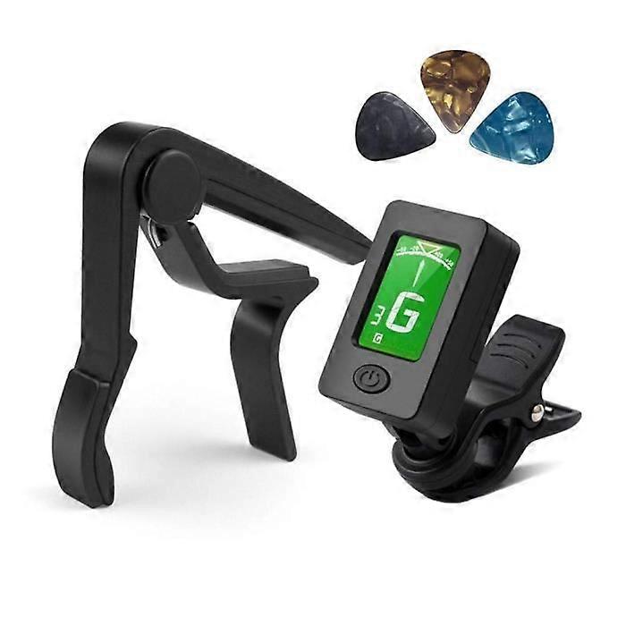 Chromatic Guitar Tuner and Capo - Nero - ABS Plastic - CR2032 Battery Included