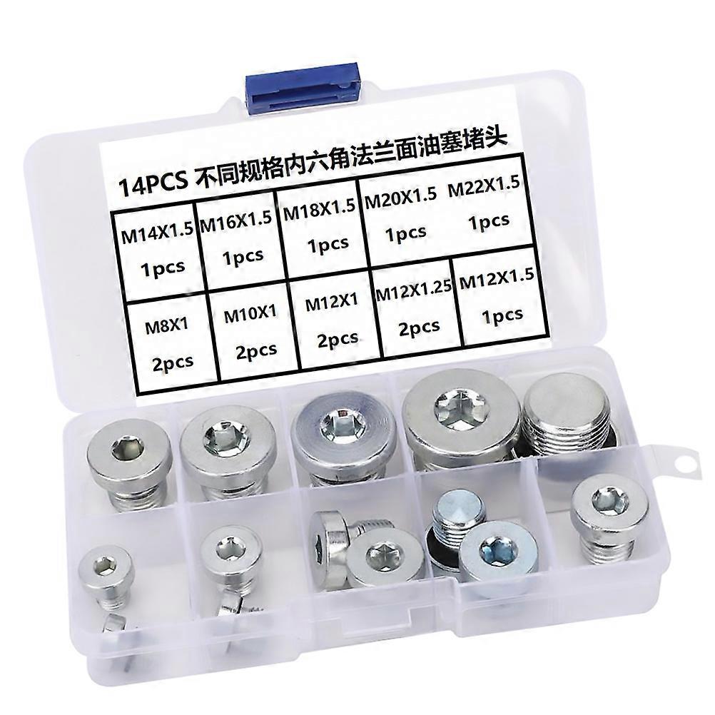 Steel Hexagon Pipe Fitting M8 Series Socket Head End Cap Maintenance 14Pcs Box