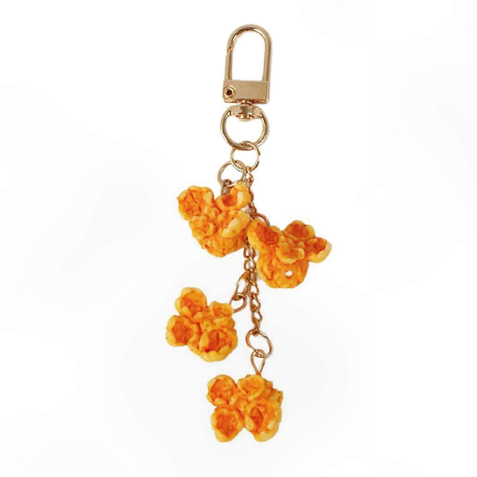 Sturdy Resin Popcorn Keychain Pendant Charming Popcorn Keychain Pendant Key Rings Ornament for Birthdays and Holidays