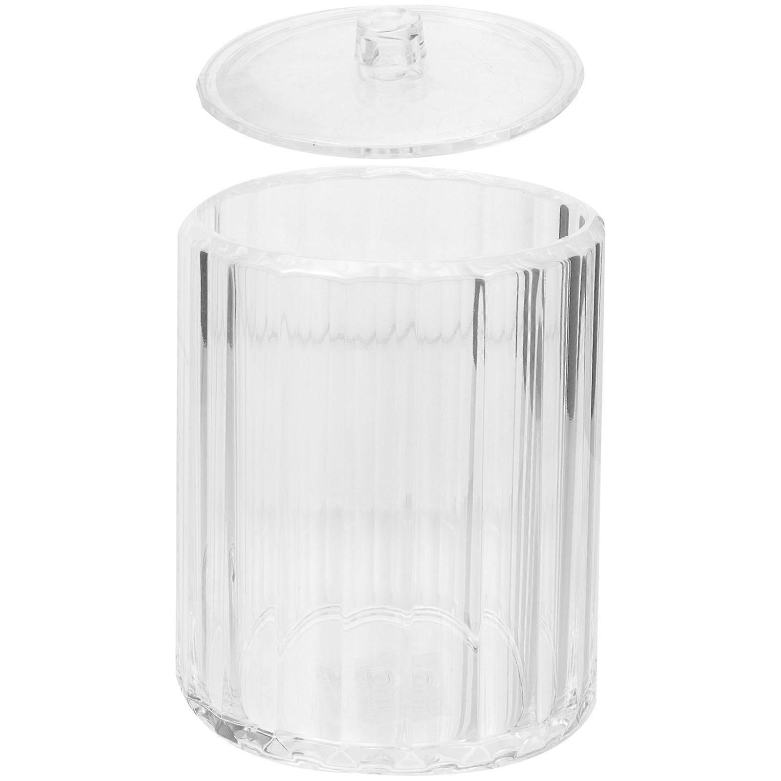 Household Cotton Swab Holder with Easy Access Lid for Bathroom or Dorm Use Made of Clear Acrylic Material Sized 10x7.5cm 1Pcs