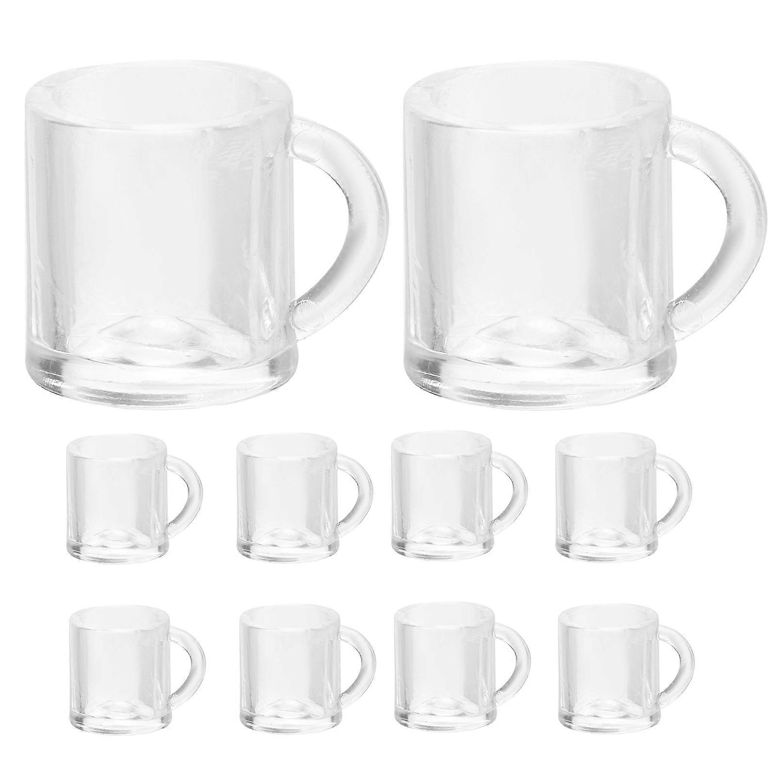 Miniature Beer Mugs for Decoration Made of ABS Transparent Color Fits Mini Houses and Scenes 10pcs