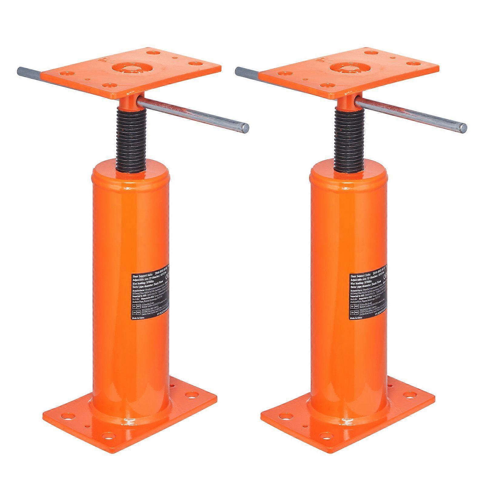 House Floor Jacks, 2 Pack, 12"-16" Height Range, 9700 lbs Max Load, Adjustable Support Beam, Steel Telescoping Jack for Temporary Support
