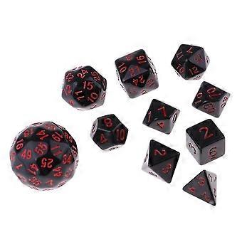 10 Pieces Acrylic Polyhedral Dice Set Table Game Party Game Accessory Red