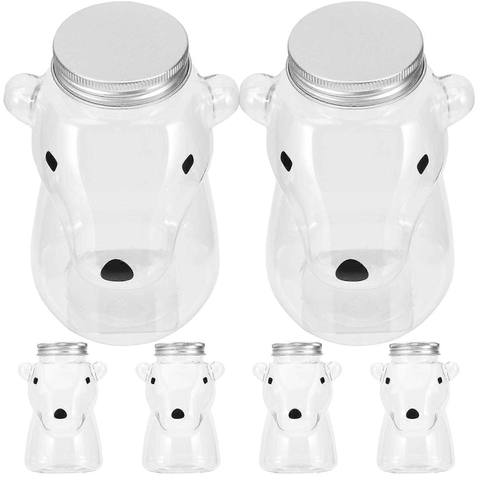 6pcs Empty Juice Bottle with Lids Beverage Bottle Cold Drinks Bottle Milk Tea Bottles