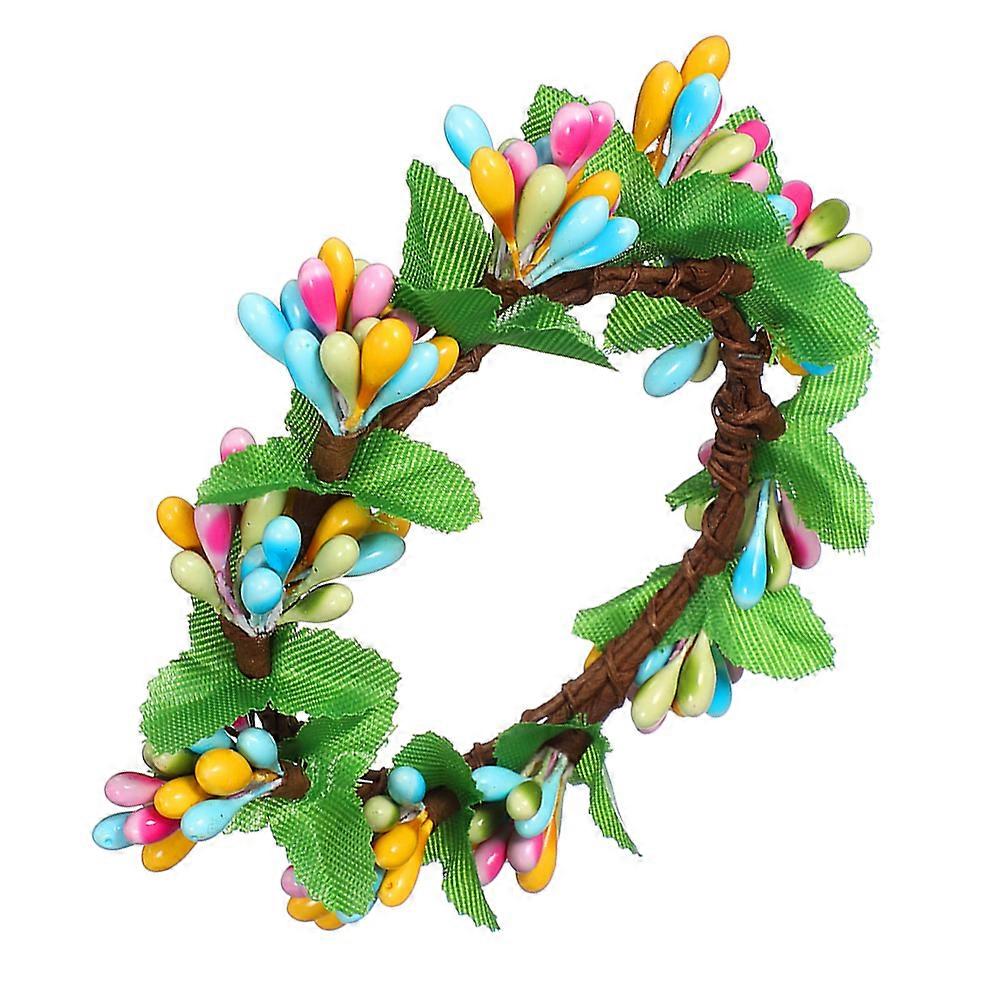 Artificial Spring Wreath with Berries for Festival Party Table Centerpiece and Home Decor Candle Ring 1 Set Small Wreath