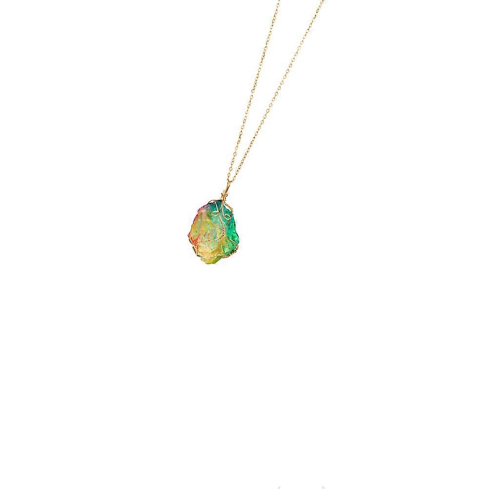 Multi Color Stone Pendant Necklace for Decoration Durable and Unique Design Fits Daily Occasions 6.3 Inch