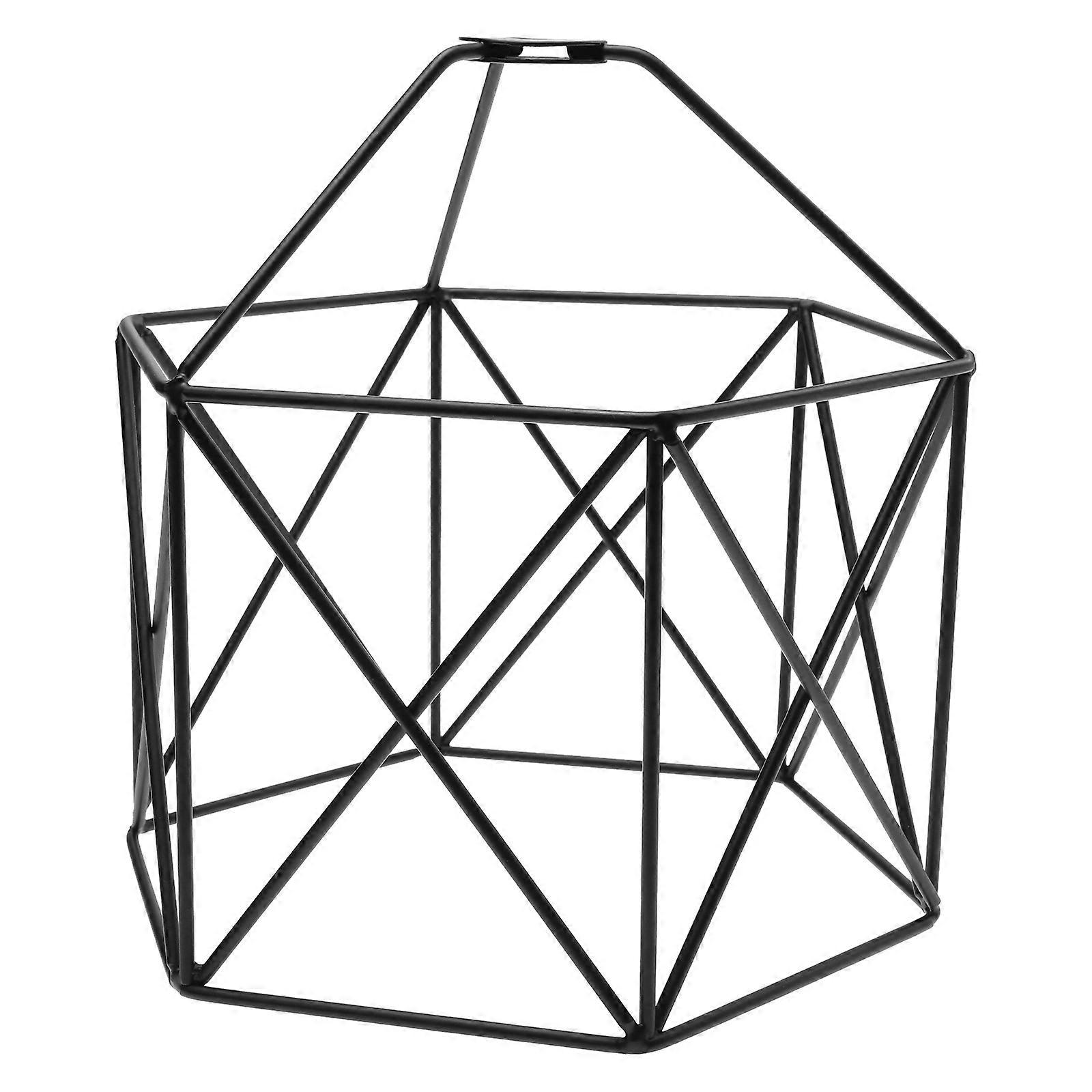 Black Iron Hexagon Lamp Shade for Ceiling Lamp Minimalist Vintage Light Cover 6 Sides