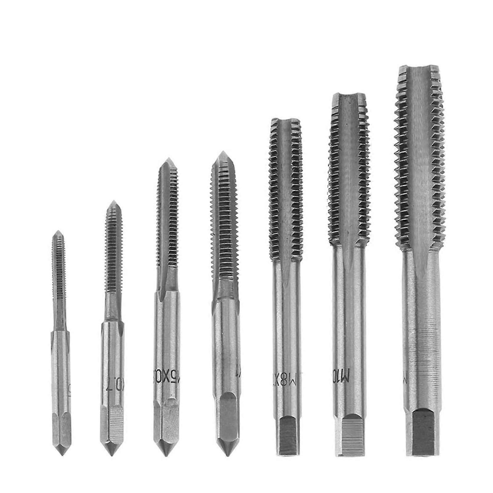 7Piece Metric Tap Set with Taps, Hand Tool Sets, HSS M3M12, Machine Spiral Head Thread Die Set for Metal and Wood