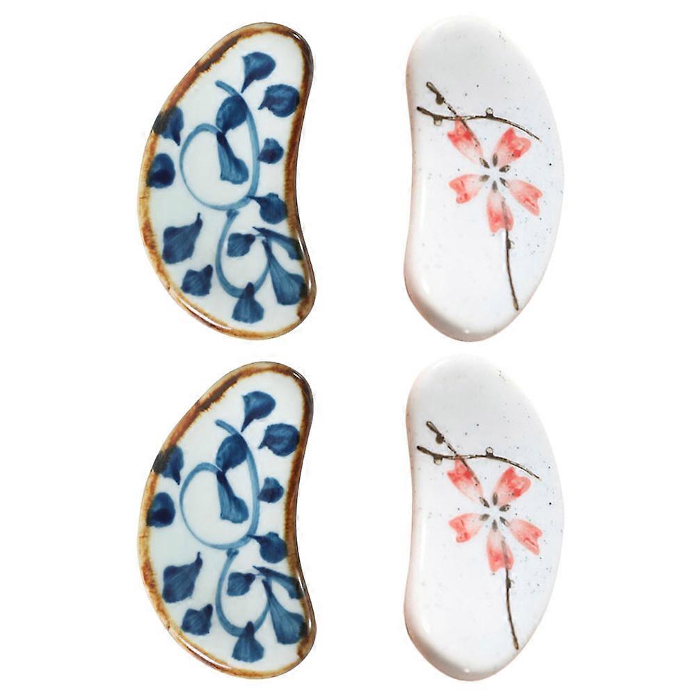 4pcs Ceramic Japanese Style Chopstick Rests Elegant Kitchen Utensil Stands for Table Decor and Dining Design