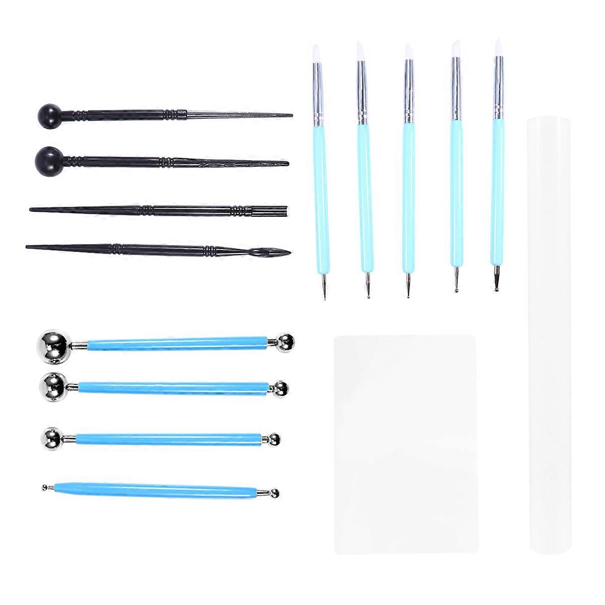 Pottery Tools Set for DIY Use with Stainless Steel and Plastic Assorted Color 15pcs