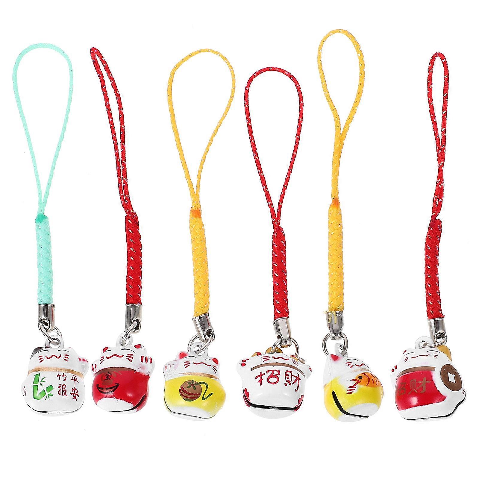 Cat Shape Keychain Pendant In Assorted Color For Family And Friends Daily Use 6Pcs Keychain Hanging Decor