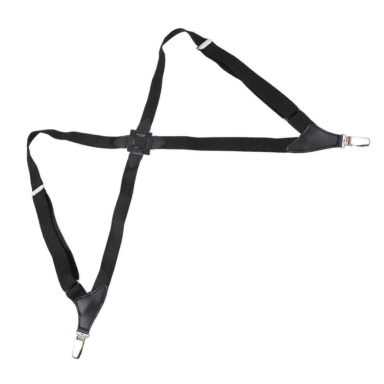 Sturdy Clip Suspender Strap Unisex Parties Black Polyester Strap Adjustable Holds Pants 1Pcs