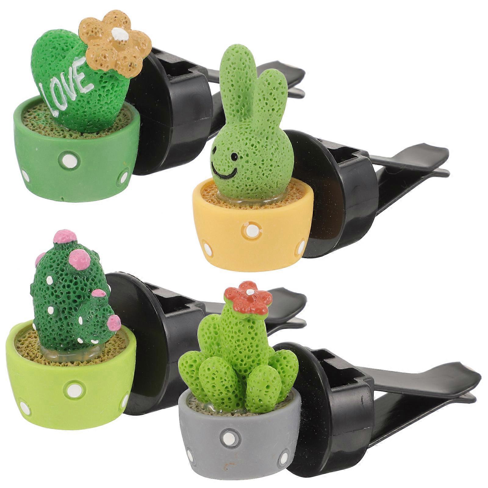 4pcs Cactus Car Vent Diffuser Clips Cute Air Freshener Holders for Car Interior Decor, Easy to Install, Unique Design
