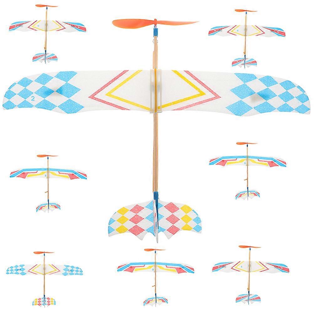 Powerful Rubber Band Airplane Model for Playing 8Pcs Simple Outdoor Glider Planes