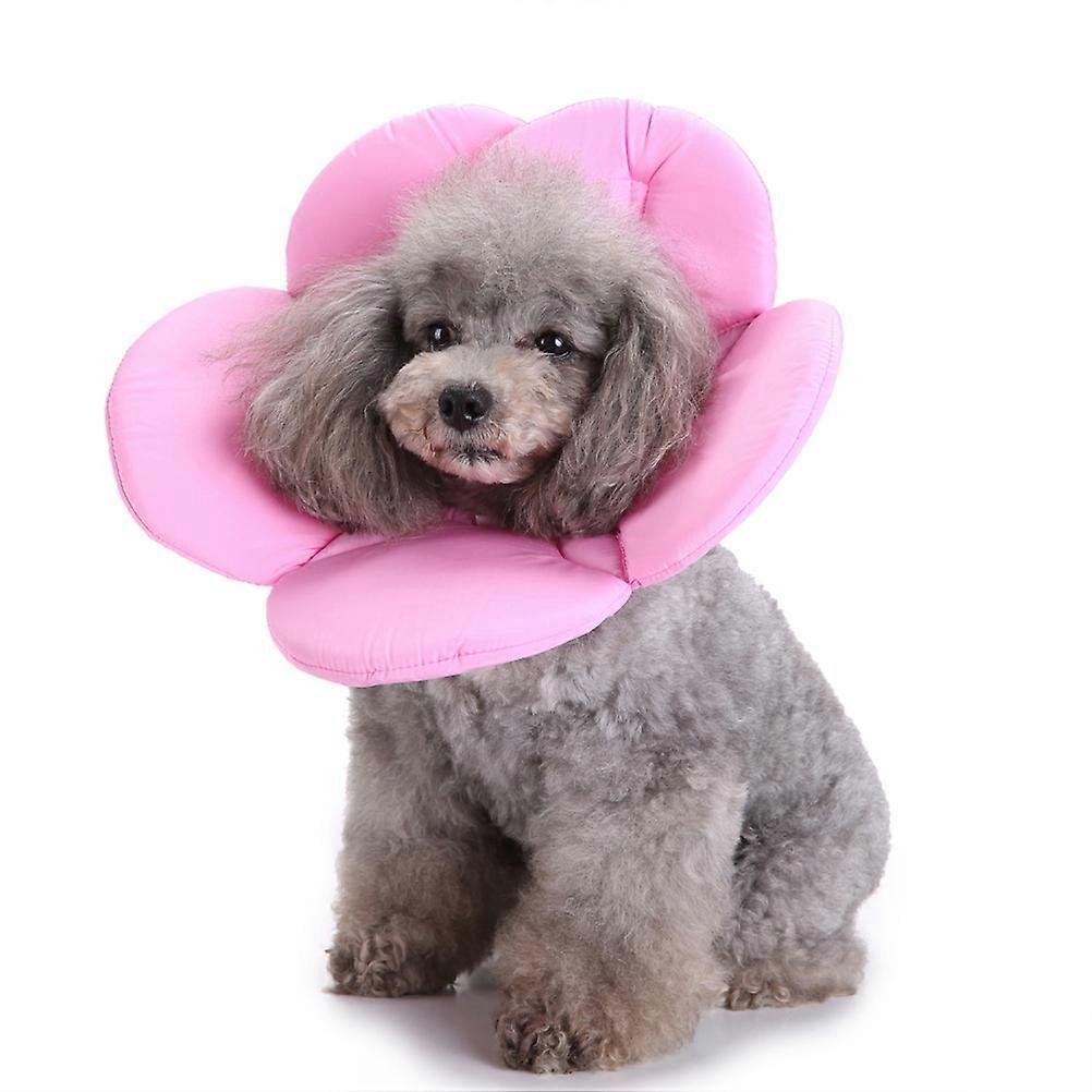 Pet Dog Recovery Collar Soft Cloth Wound Protective Cone Elizabethan Collar for Small Puppy and Cat Size S (Pink Floral)