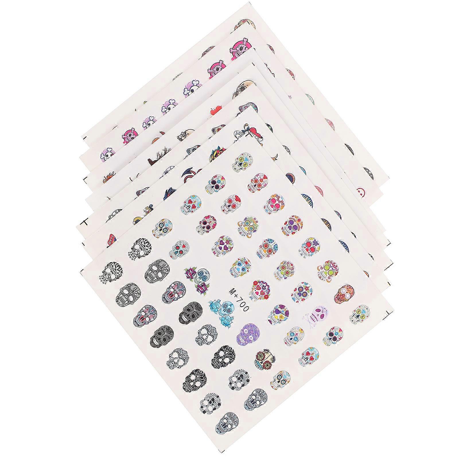 Fingernail Stickers For Kids Adults Halloween Theme 7 Sheets Easy Application For Home Use