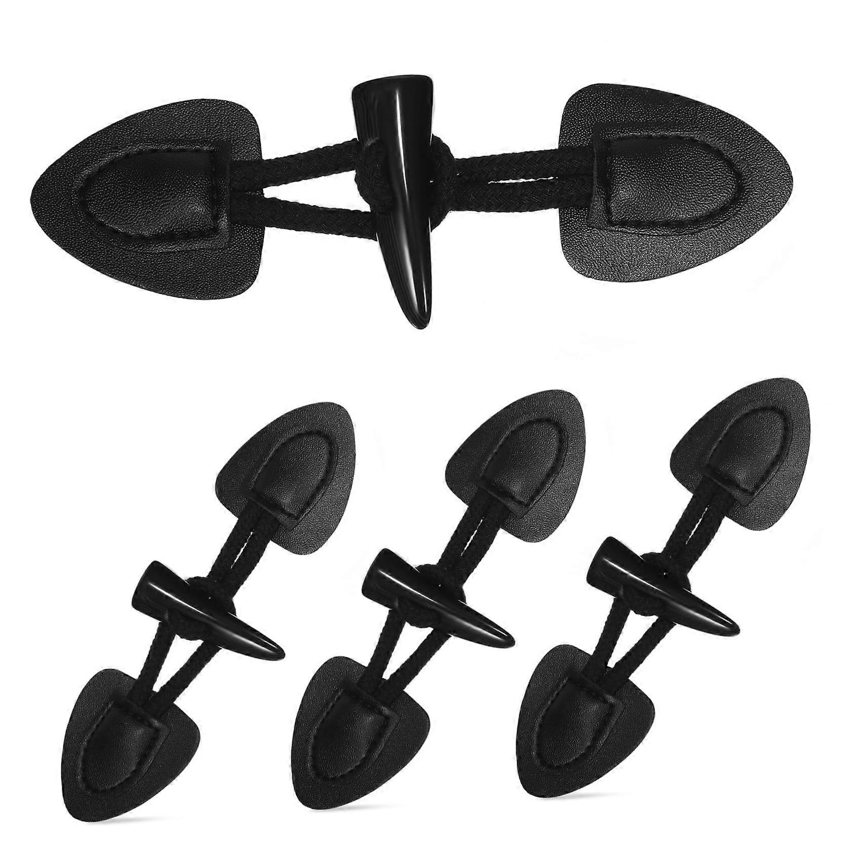 4 Pairs Toggle Buttons Black Fastener Buttons for Coats and Jackets Durable Resin Buttons for DIY Clothing Retro Styles and Handicrafts
