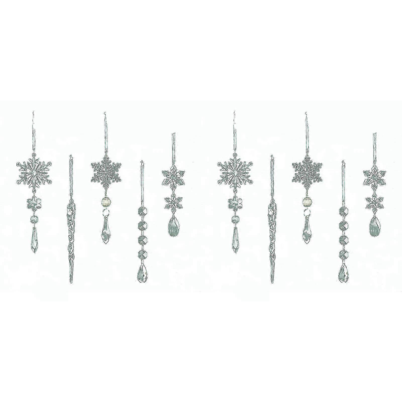 10X Crystal Snowflake Xmas Tree Ornaments Winter Party Decor 2025