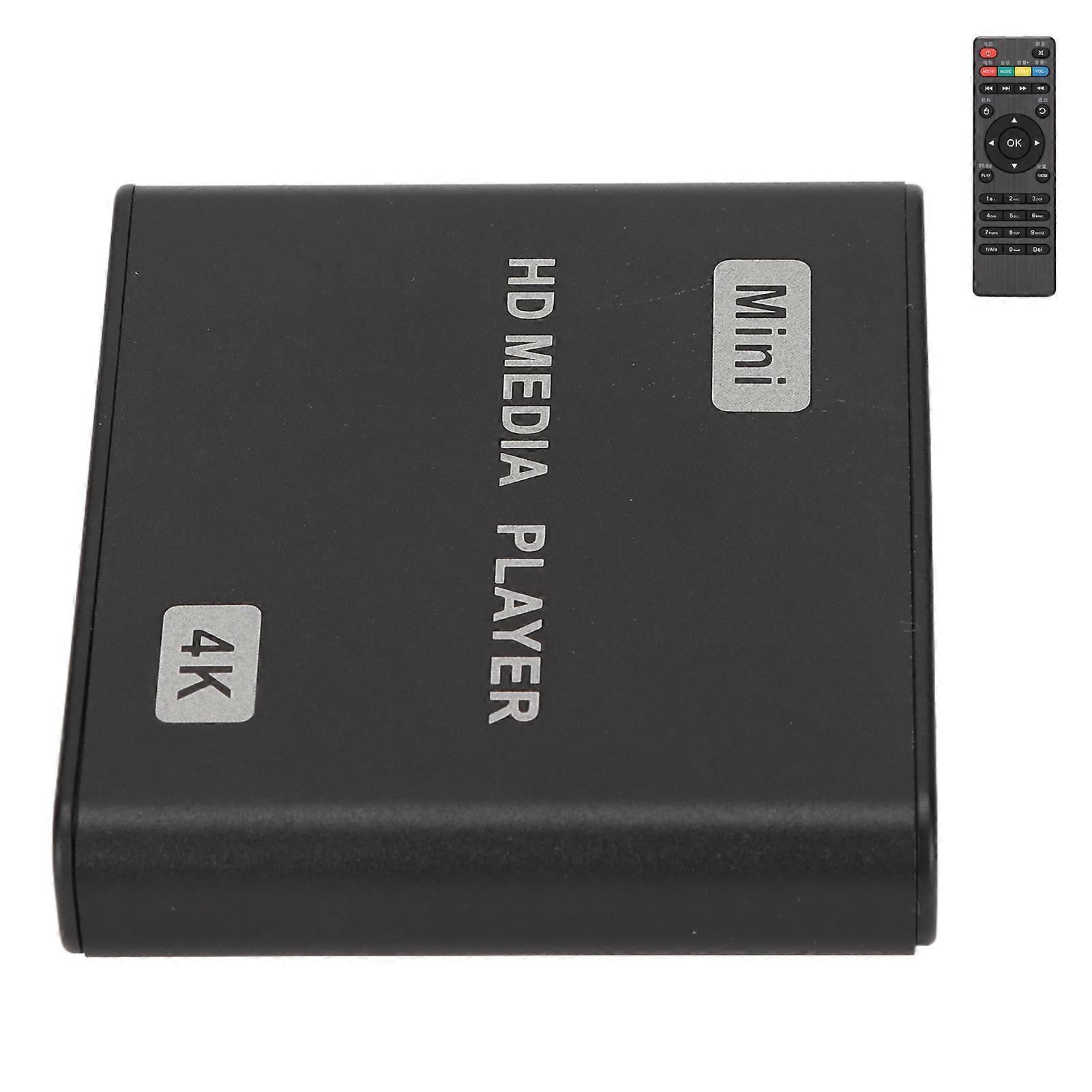 4K HD Media Player Mini Streaming Media Player with Remote Control and LED Indicator 100‑240VUS Plug 