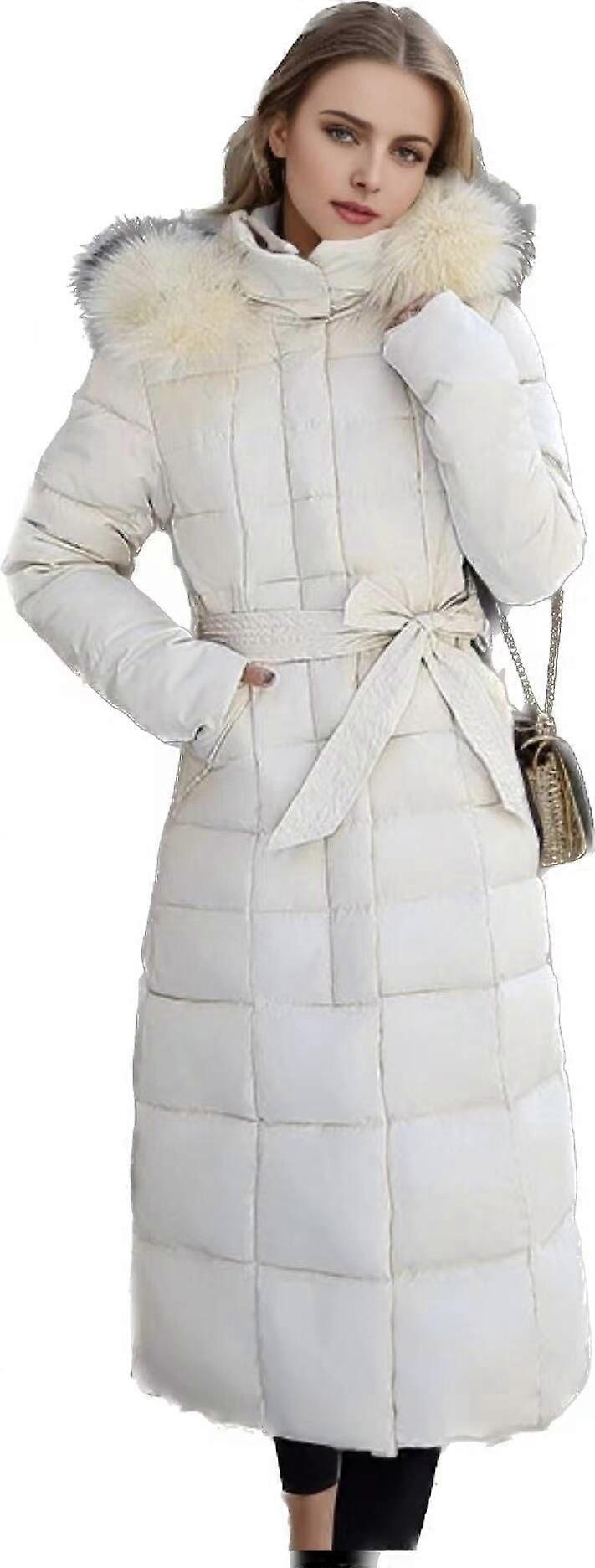 Woman's Winter Large Fur Collar Extended Cotton Belt Jacket