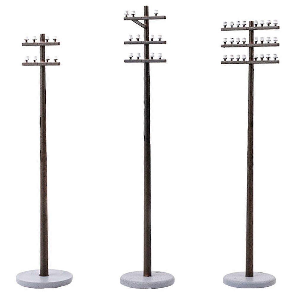 3pcs Train Construction Sand Table Scene Accessories DIY Telegraph Poles 1:42