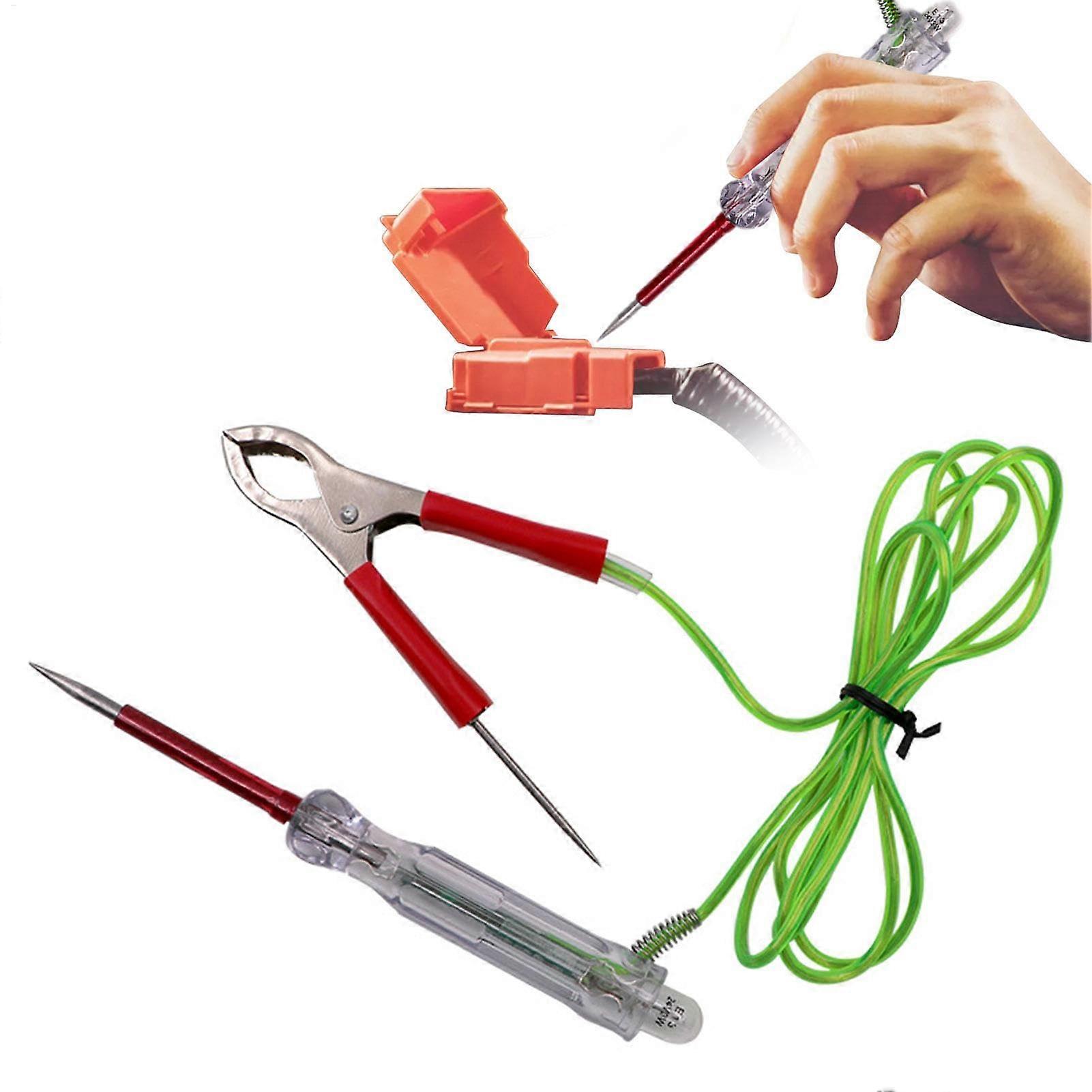 Automotive Circuit Tester With Switch, Alligator Clip, Dual Sharp Steel Probes, Fast Diagnostics For Vehicle Maintenance
