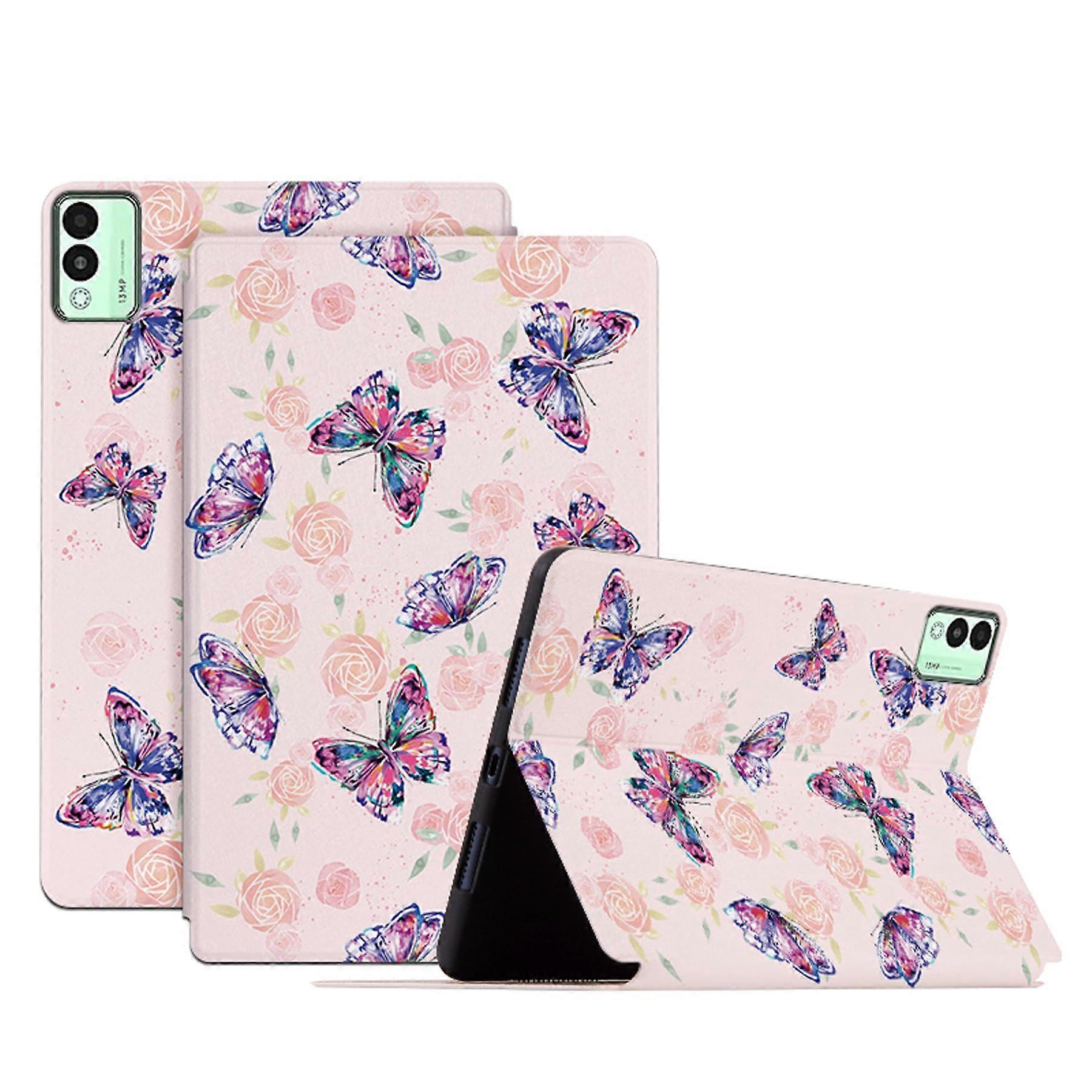 Case for Tecno Megapad 11 11 Inch PU Leather Butterfly Flower Pattern Flip Stand Ultra-Thin Tablet Cover with Auto Sleep Wake 01