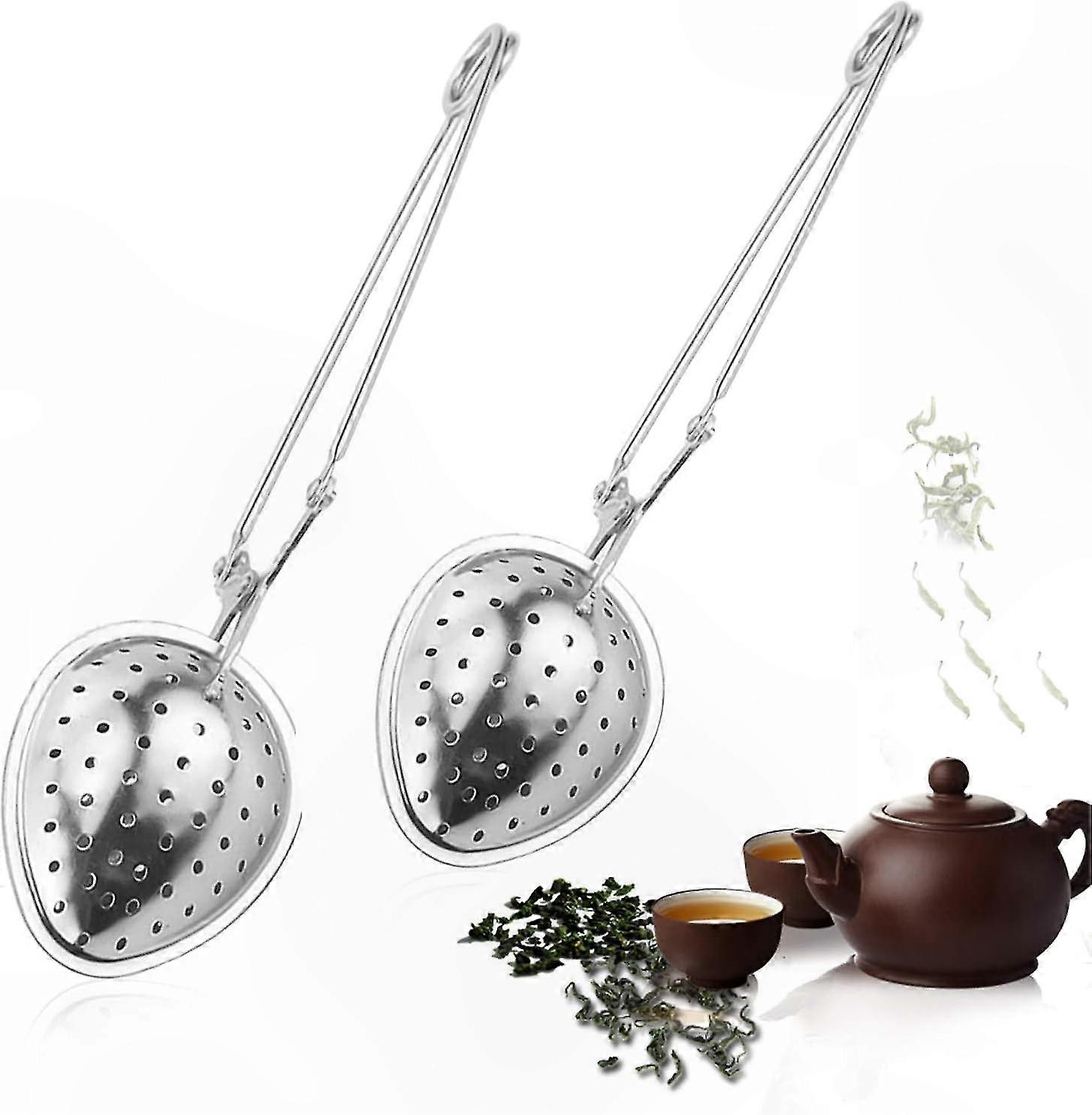 Stainless Steel Tea Infuser Spoon, 2-Pack Silver Strainer for Single or Double Cup Brewing