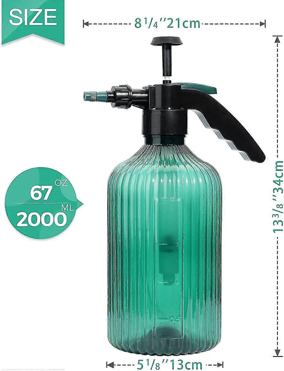 2l Fine Mist Spray Bottle Plastic, Handheld Pressure With Top Pump, Empty Sprinkler Watering Can With Adjustable Nozzle For Indoor And Outdoor Gardeni