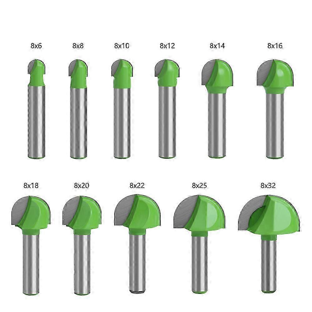 Wood Round Bottom Cutter, 11PCS Router Bits 8mm Shank Grooving Cutter Carbide Shank Slotting Cutter for Router Cutting Tool Router Bit