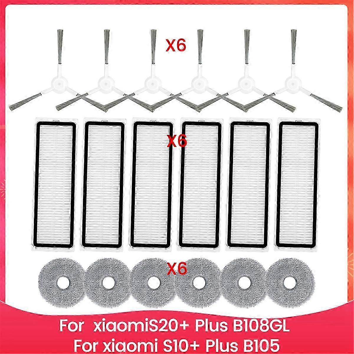 compatible Xiaomi Robot Vacuum S20+ Plus B108GL / S10+ Plus B105 Parts Side Brush Hepa Filter Mop Cloth Acc-jc