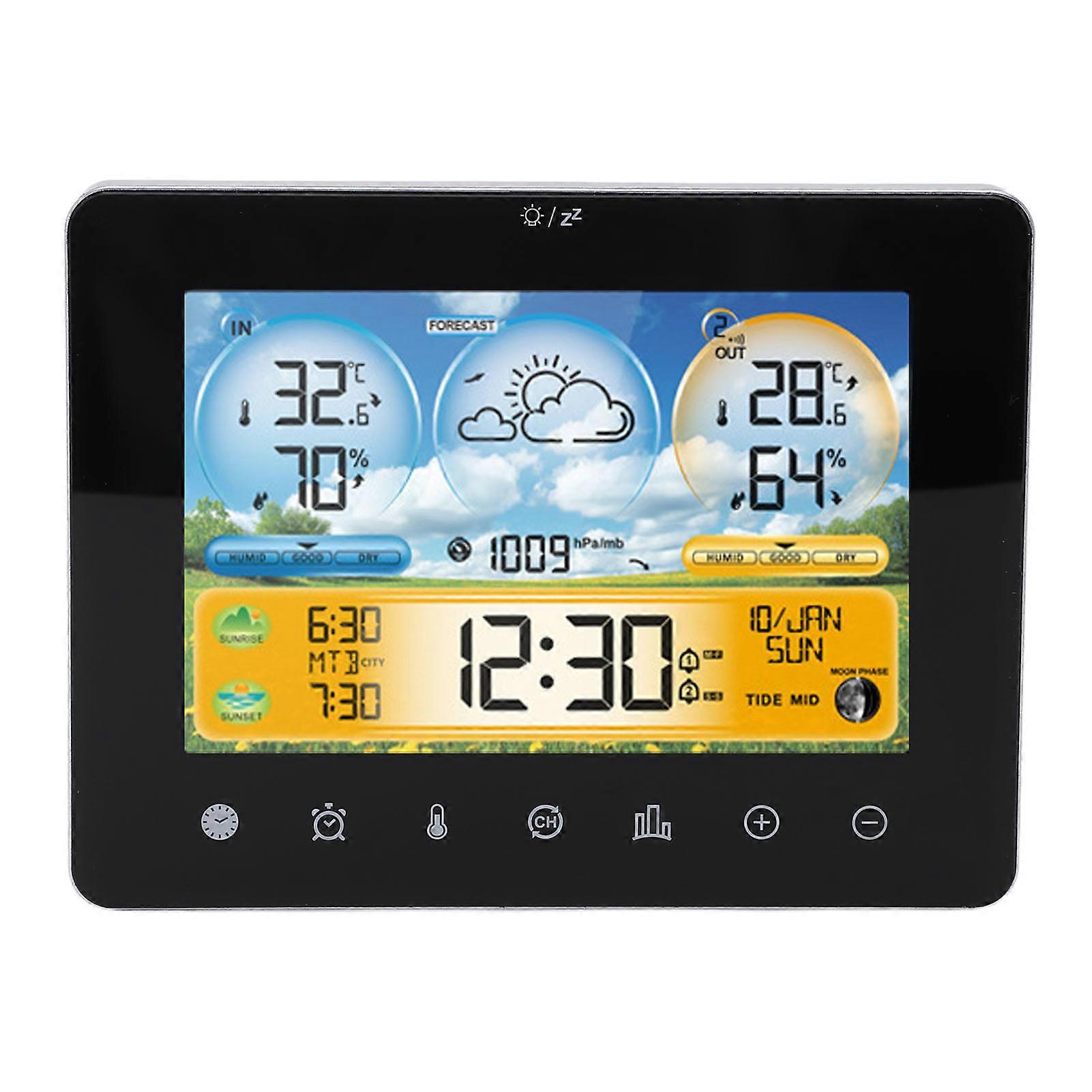 Wireless Indoor Outdoor Weather Station Touch Digital Clock