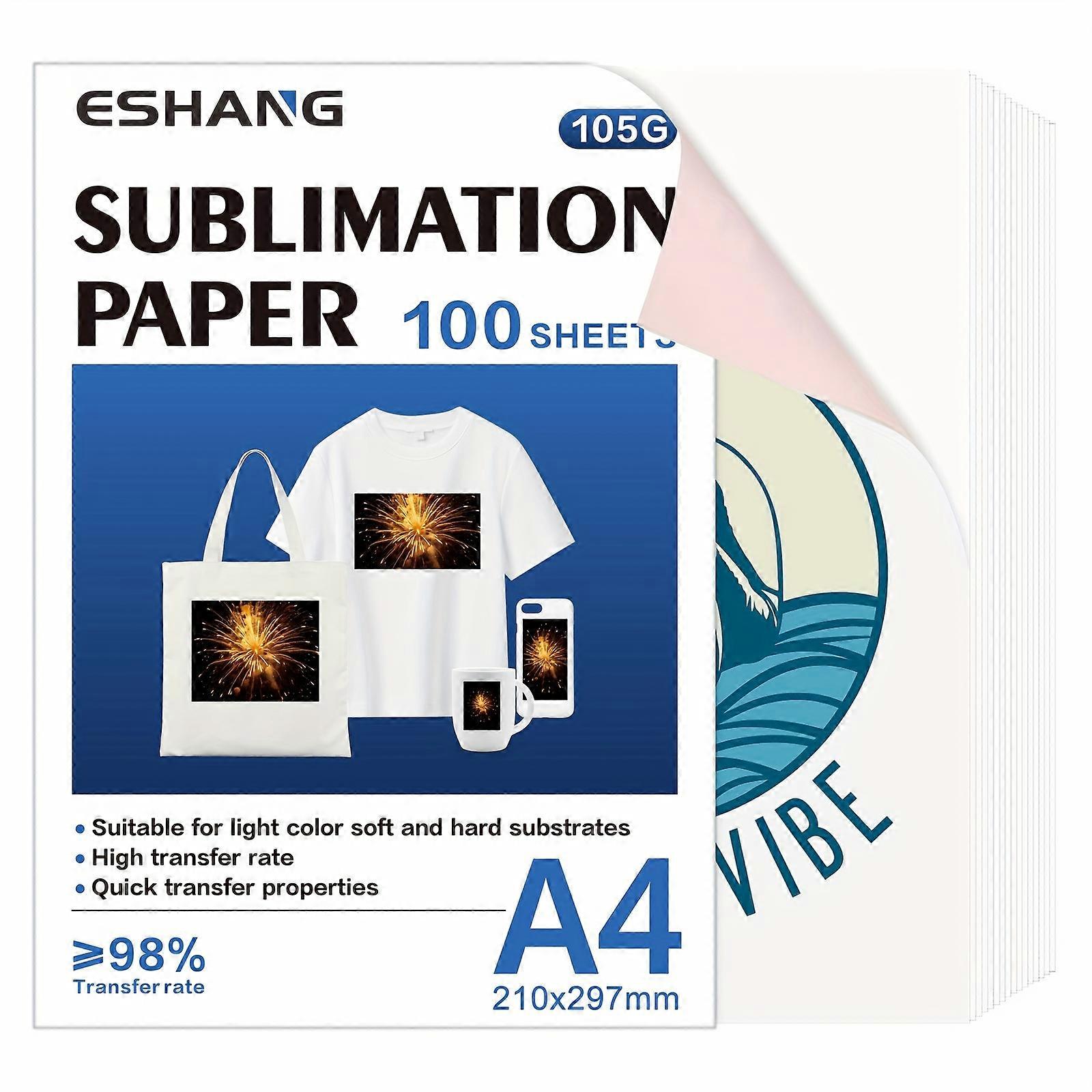 A4 100 Sheets Sublimation Paper Heat Transfer Paper 8.3x11.7 inch for Any Inkjet Printer with Sublimation Ink for Mug T-Shirt, Light Fabric DIY 105gsm